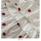 Sweet wind strawberry embroidery stitched medium length skirt  2584