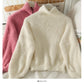 Sweater female Plush high neck slim fit solid color versatile long sleeve top  1764