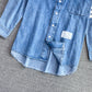 Manteau chemise ample mi-long en denim pour femme, version coréenne 1687