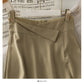 Korean retro waist closed to show thin solid color versatile skirt for women  2659