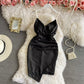 Solid color slim dress V-neck low chest and hip skirt suspender skirt  3175