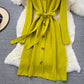 Gentle style V-neck knitted dress temperament thin sweater skirt  3379