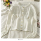 Blouse women's autumn round neck long sleeve button knit  1773
