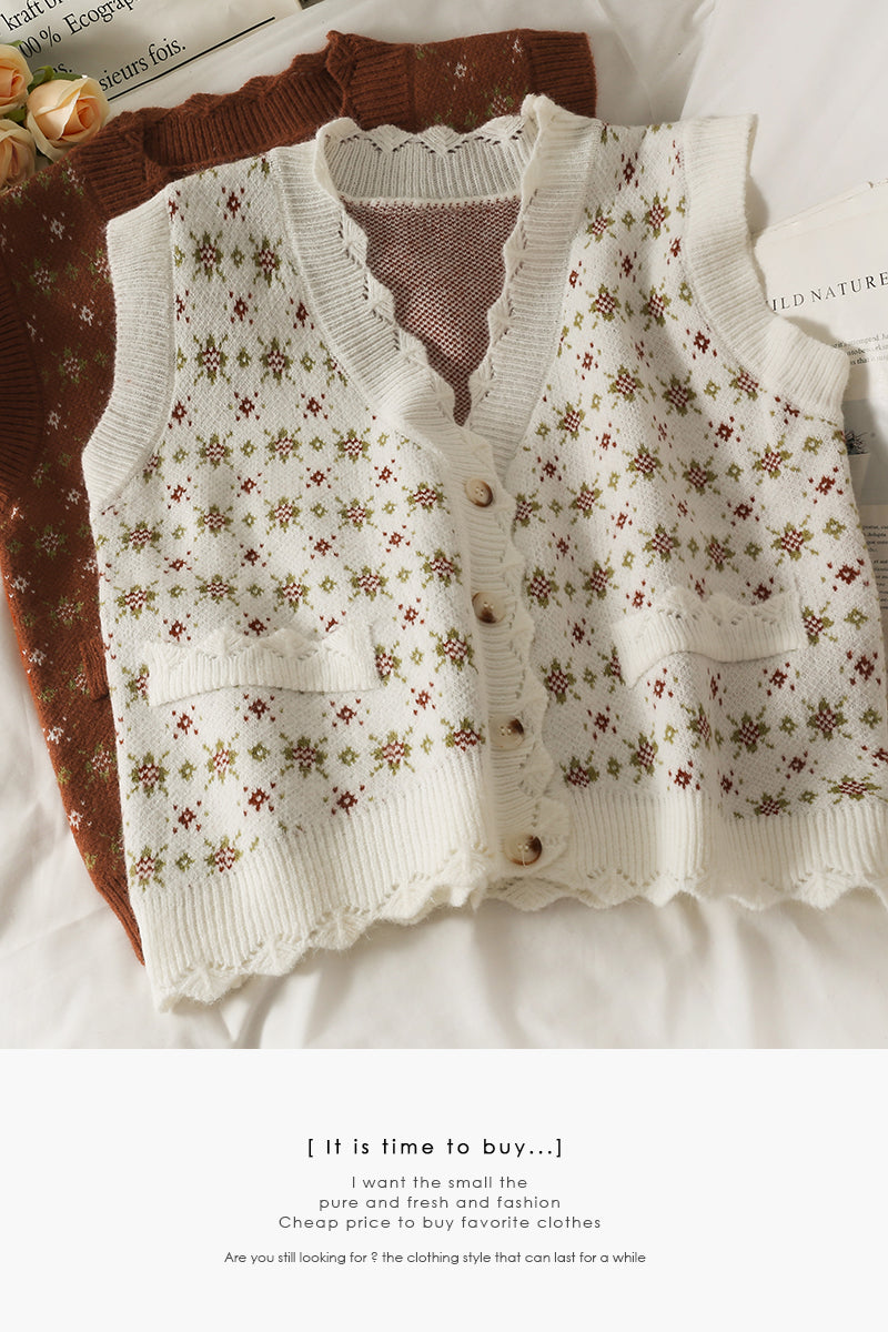 Sweater vest women's new slim fit short Sweater Vest  1702