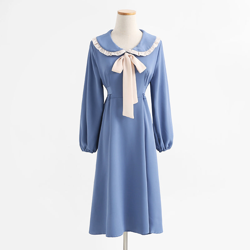 Long sleeved dress age reducing slim temperament fairy skirt bottomed skirt  2199