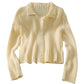 Slim slim vertical stripe Lapel single breasted cardigan sweater women  2028