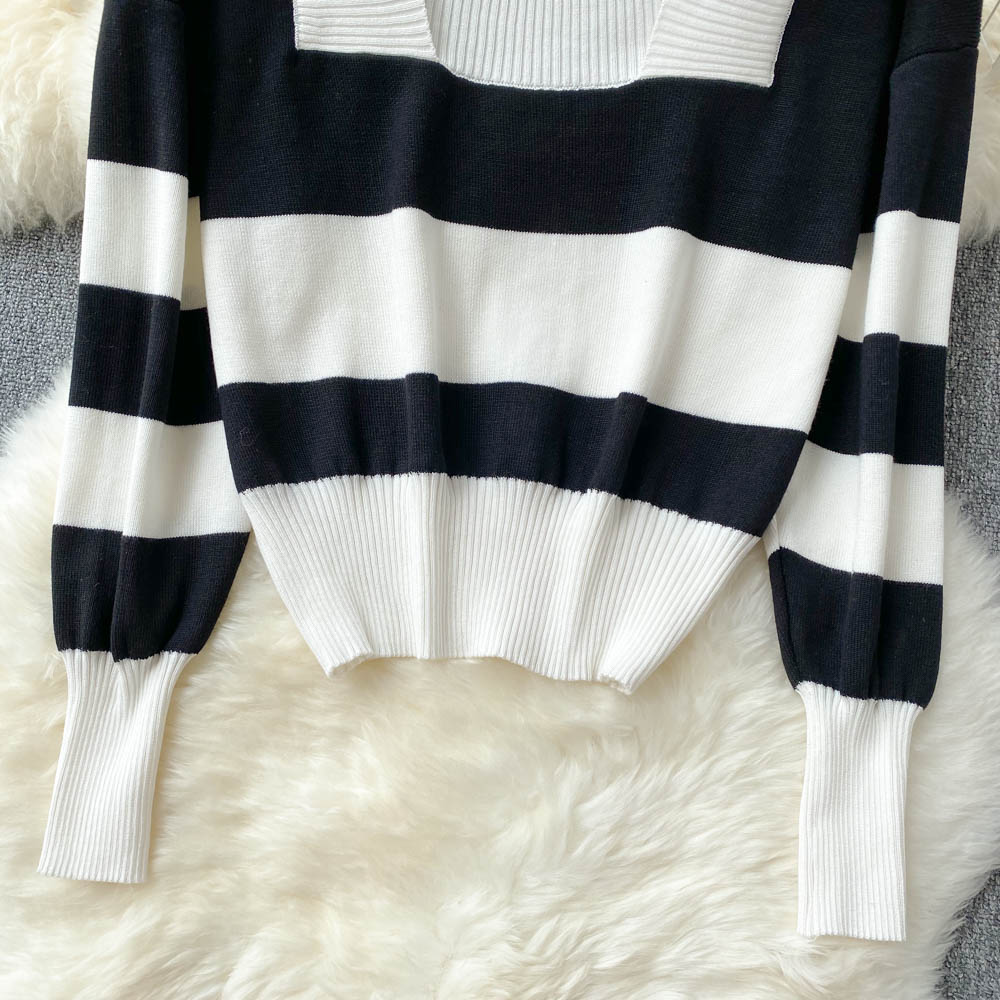 Langärmliger Pullover mit Retro-Streifen im Hongkong-Stil Pullover Sweater 1627