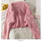 Sweater women's Plaid loose thin solid color sweater Korean V-neck  1884