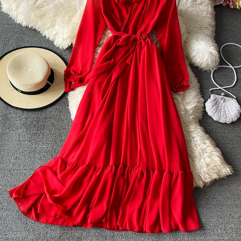 Chiffonkleid mit weitem Rock 3028