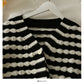 Sweater women's striped single breasted cardigan long sleeved sweater  1982
