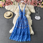 Sling one shoulder hollowed out water-soluble lace dress  2801