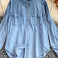 Medium length irregular denim women's coat  1681