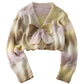 Süßer, farblich passender, farblich abgestimmter Kurzpullover mit Schleife 1783