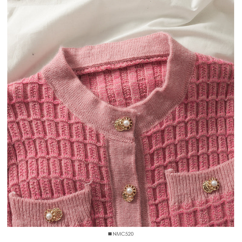 Pull femme col rond cardigan simple boutonnage coupe slim 1827