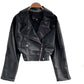 Leather women's slim and versatile Motorcycle Jacket  1559