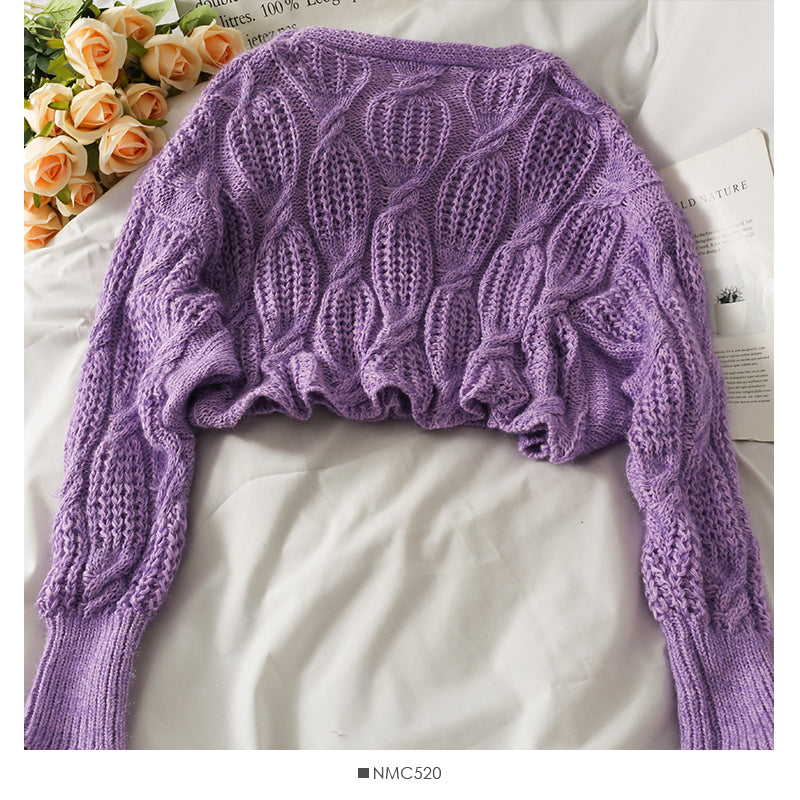 Jacquard-Pullover Damen lockerer und dünner einfarbiger Pullover 1741