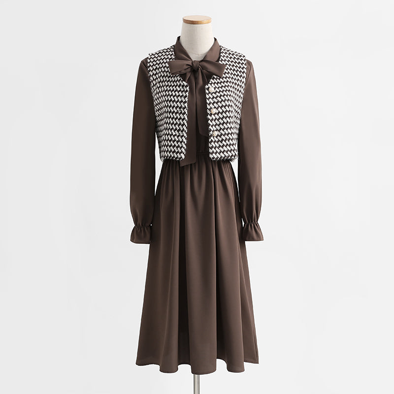 New thousand bird check black dress vest skirt foreign style age reduction fashion  2270
