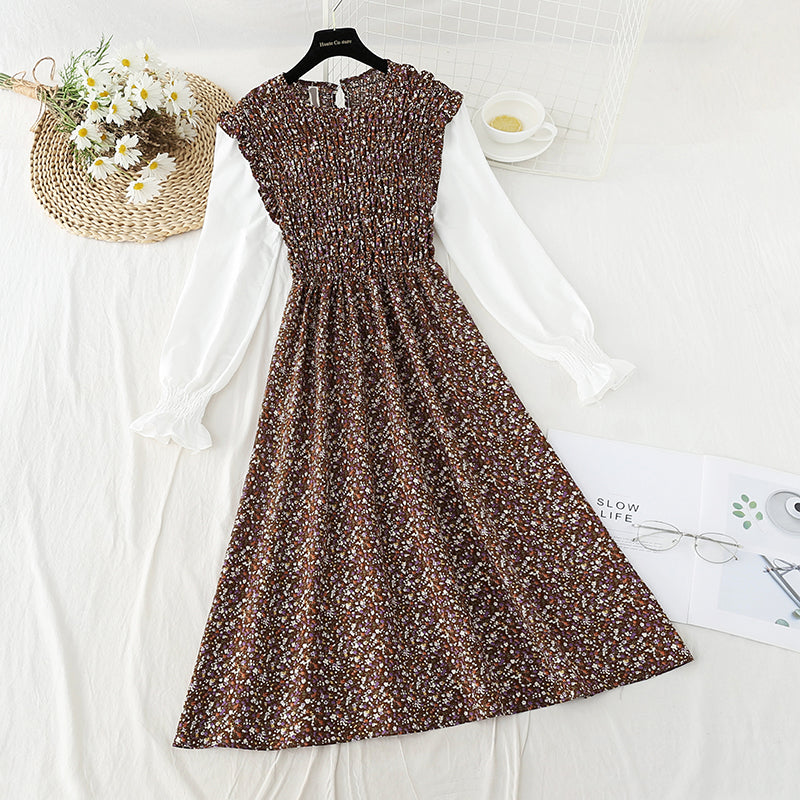 New female floral dress design sense of minority tea break skirt Kikyo early autumn  2414