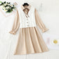 Knitted vest corduroy dress sweet college style fashion suit skirt two-piece set  2307