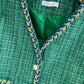 Xiaoxiangfeng tweed woven coat green coat  1657