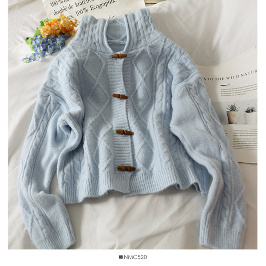 Plaid Leinen Revers Langarm Pullover Top 1897