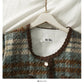 Veste en laine à simple boutonnage pour femme style Hong Kong Vintage Plaid 2124
