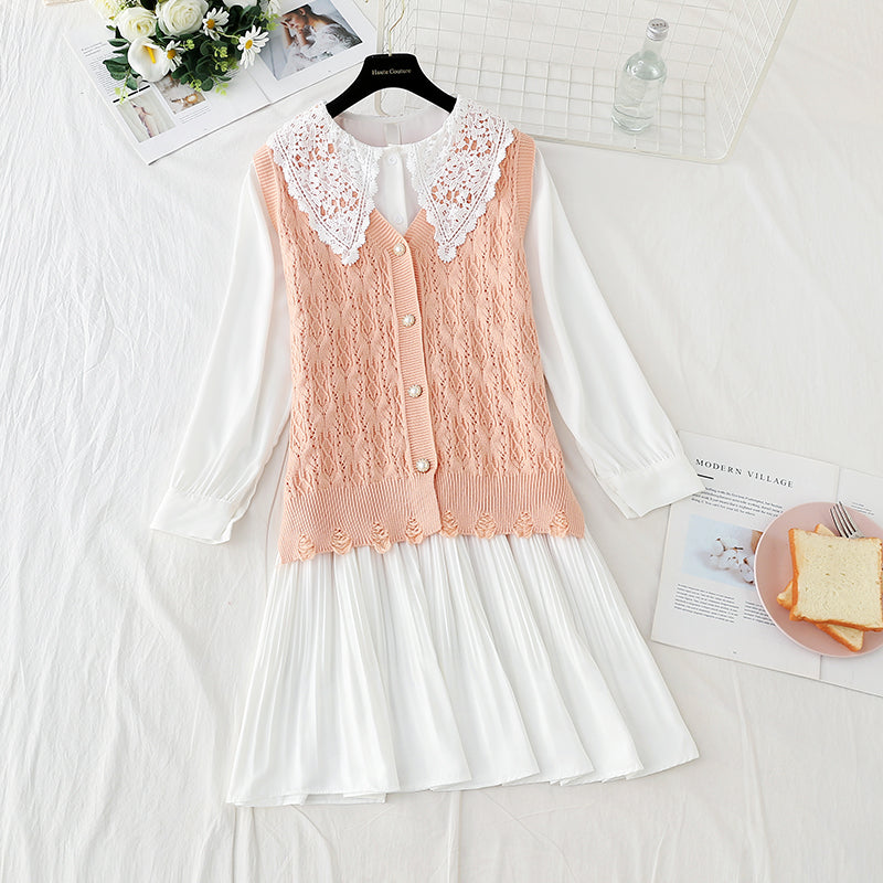 Knitted vest lace doll collar with skirt fairy Sen Department  2263