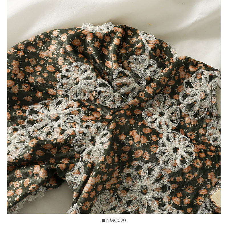 Hong Kong Vintage printed round neck single breasted cardigan top women's jacket  2115