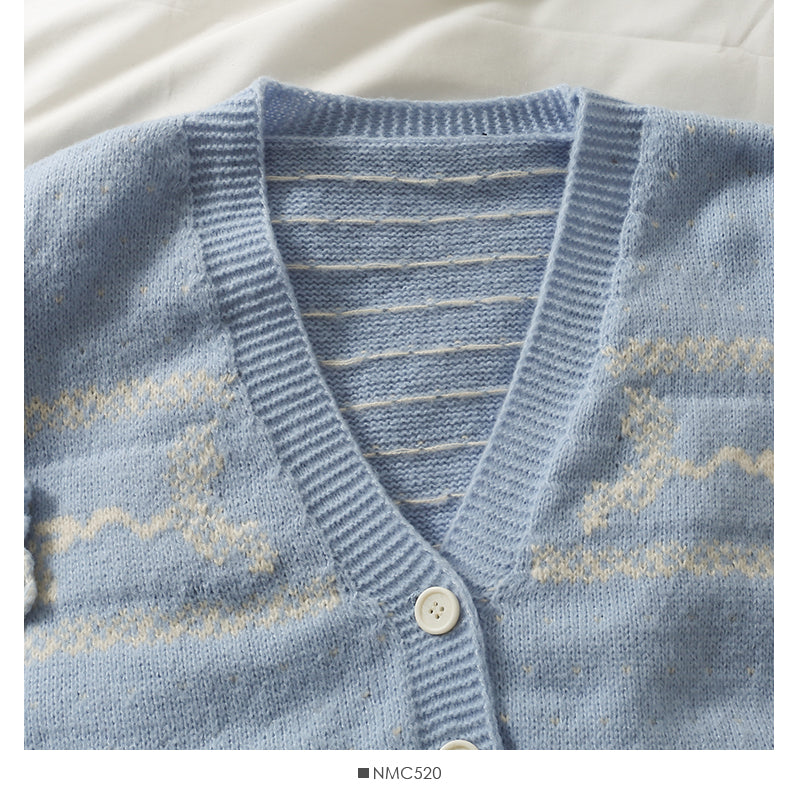 Sweet three-dimensional flower wavelet point short cardigan sweater  2039