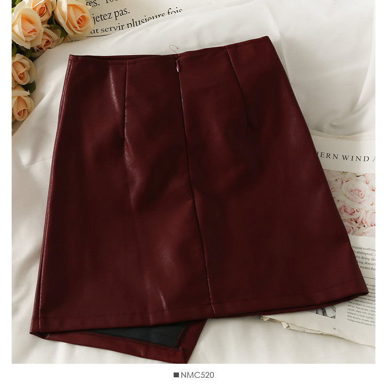 Koreanischer Retro-Faltenrock mit unregelmäßiger hoher Taille 2576