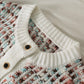 Loose crew-neck knit, striped single-breasted cardigan long-sleeved top  1445