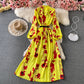 Slim and slim, lotus leaf border, waist closed and large swing A-shaped skirt  2967