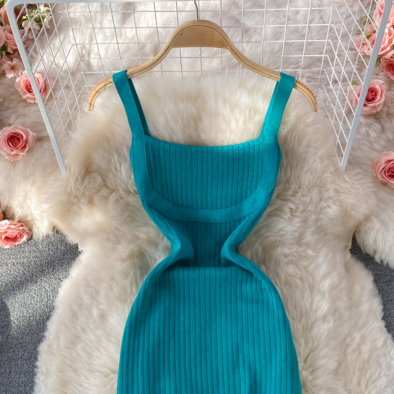 Knitted suspender fashion tight and thin Hip Wrap Dress  2823