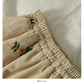 Retro embroidered elastic waist thin medium length A-line skirt  2516