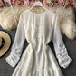 Narrow waist chiffon dress with long sleeves  3029