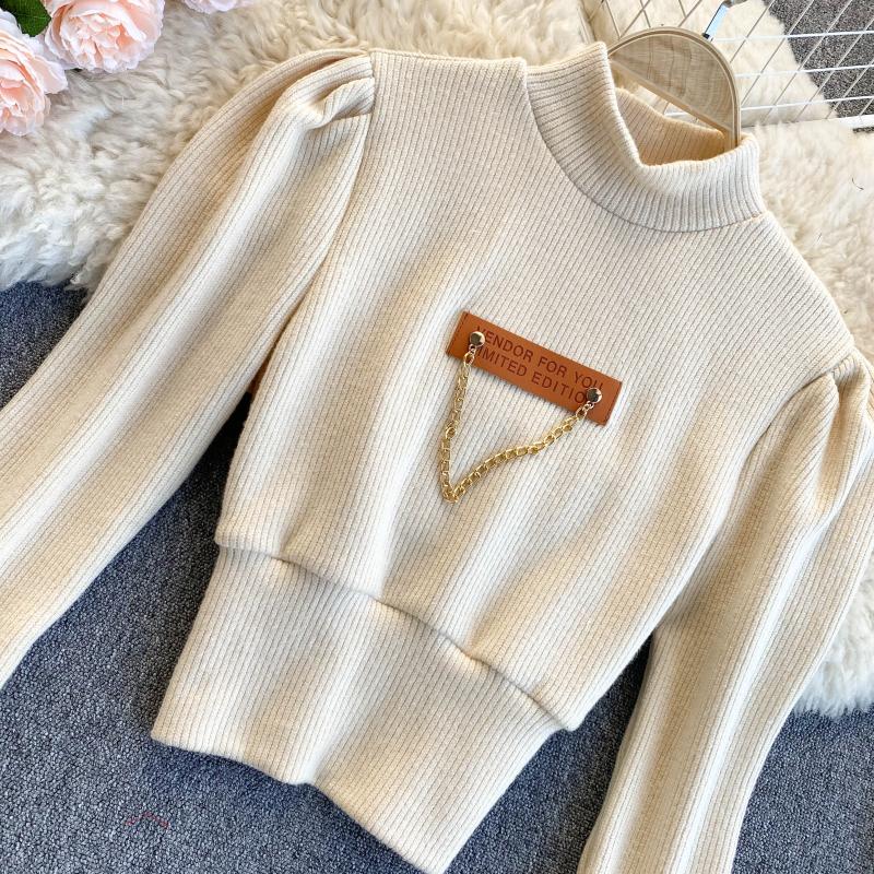 Vielseitiger Pullover Damen Koreanischer Slim Design Kettenpullover 1578