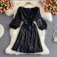 Celebrity light luxury Sequin short high-end V-neck dress  3068