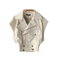 Lapel short motorcycle leather jacket waistcoat  1532