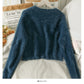Sweater crew neck single breasted long sleeved top Plush crew neck sweater  1965