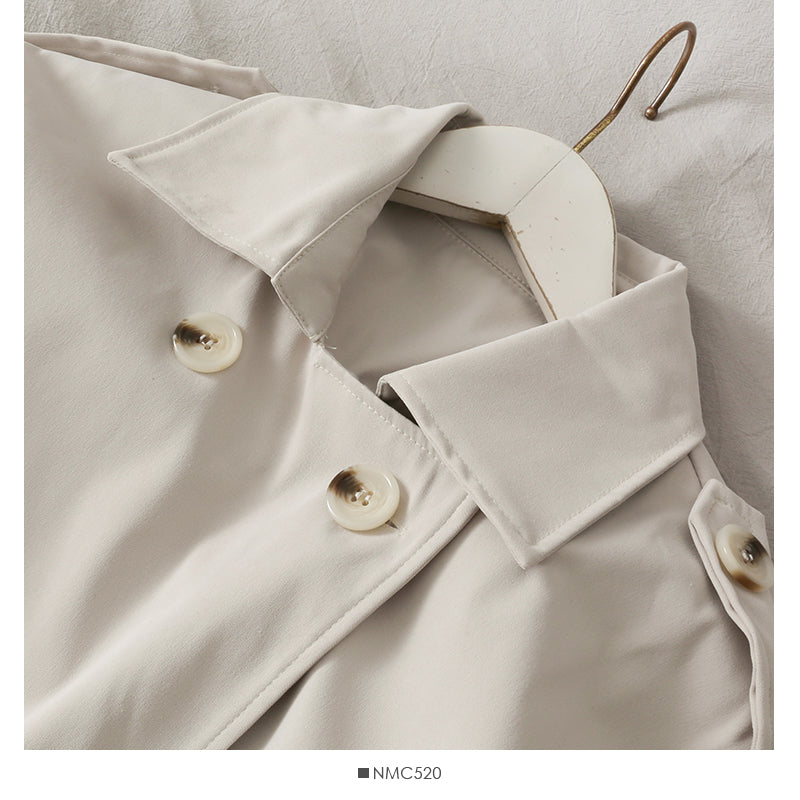 Han Fan loose and thin medium length double breasted solid coat  2085