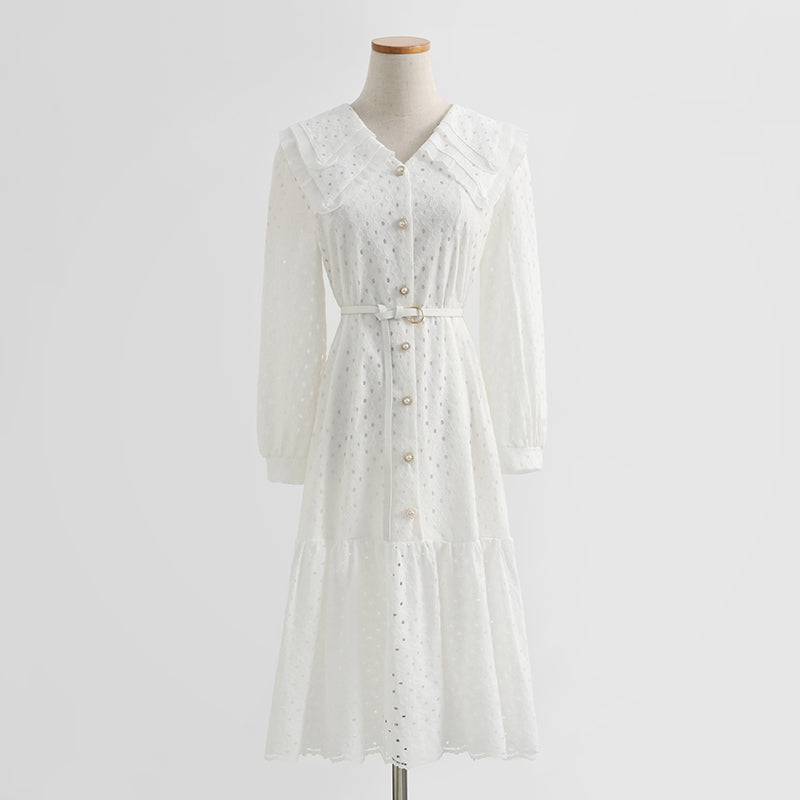 White lace dress with slim waist fairy skirt  2217