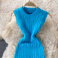 Irregular sleeveless vest knitted dress  2712
