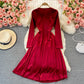 Hepburn style waist closed to show thin temperament, large swing skirt  3237