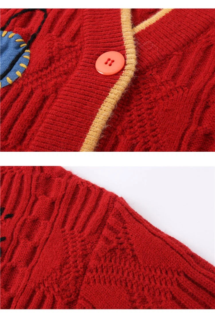 Loose, lazy, kiddie planet embroidered sweater  1439