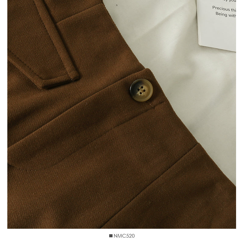 Retro High waist and thin one grain button wool skirt  2570