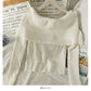 French minority design, one line shoulder with clavicle exposed, short long sleeve T-shirt  2083