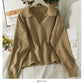 Neuer Vintage Revers lockerer dünner Pullover Pullover für Frauen 1805