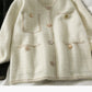 Bright silk Plaid round neck single breasted long sleeved sweater coat  1708
