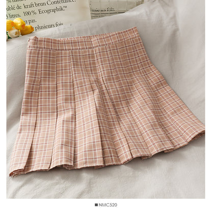Small fresh Plaid pleated skirt women's sweet college style  2633