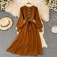 Crew neck twist knit stitched dress  3267